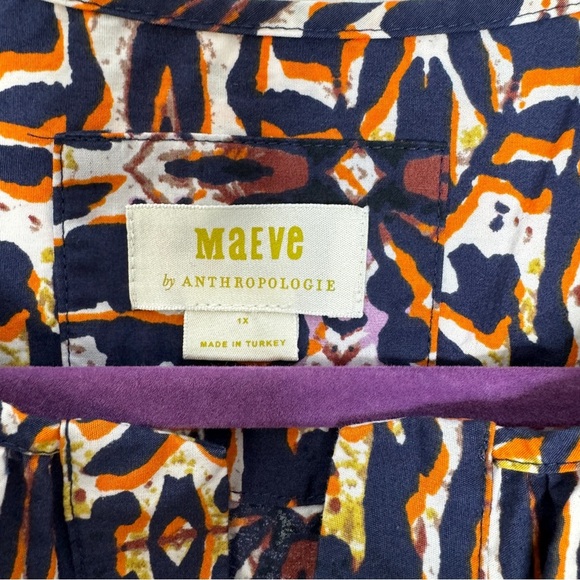 Anthropologie Maeve Somerset Maxi Dress Blue Orange 1X - Picture 8 of 8